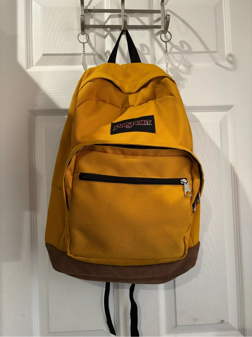 Jansport Yellow Backpack with Brown Suede Base